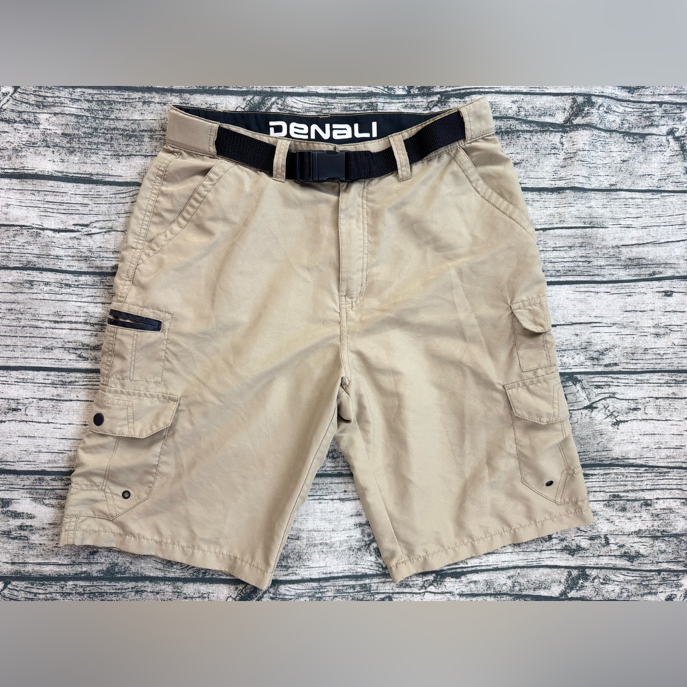 Denali Cargo Shorts Flat Front Khaki Belted, Lightweight, Hiking, Men's Size 32